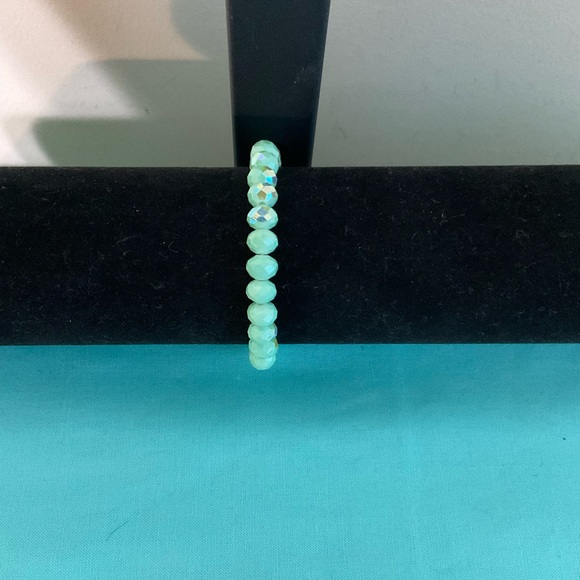 Chic Silver and Aqua Beaded Bracelet with Fringe Accent - Picture 3 of 4